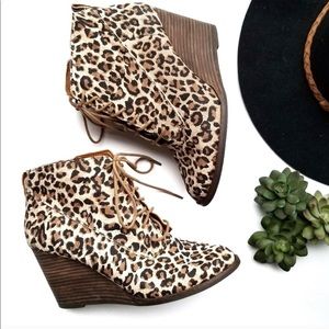 Lucky Brand Yoanna Lace Up Bootie in Leopard print